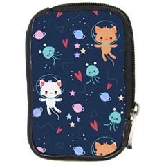 Cute Astronaut Cat With Star Galaxy Elements Seamless Pattern Compact Camera Leather Case by Grandong