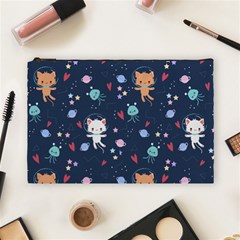 Cute Astronaut Cat With Star Galaxy Elements Seamless Pattern Cosmetic Bag (large) by Grandong