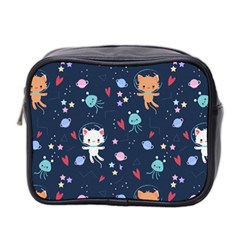 Cute Astronaut Cat With Star Galaxy Elements Seamless Pattern Mini Toiletries Bag (two Sides) by Grandong