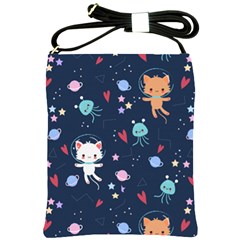 Cute Astronaut Cat With Star Galaxy Elements Seamless Pattern Shoulder Sling Bag by Grandong