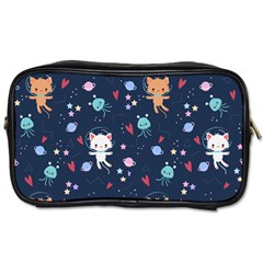 Cute Astronaut Cat With Star Galaxy Elements Seamless Pattern Toiletries Bag (one Side) by Grandong