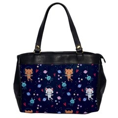 Cute Astronaut Cat With Star Galaxy Elements Seamless Pattern Oversize Office Handbag by Grandong