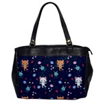 Cute Astronaut Cat With Star Galaxy Elements Seamless Pattern Oversize Office Handbag Front