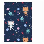 Cute Astronaut Cat With Star Galaxy Elements Seamless Pattern Small Garden Flag (Two Sides) Front