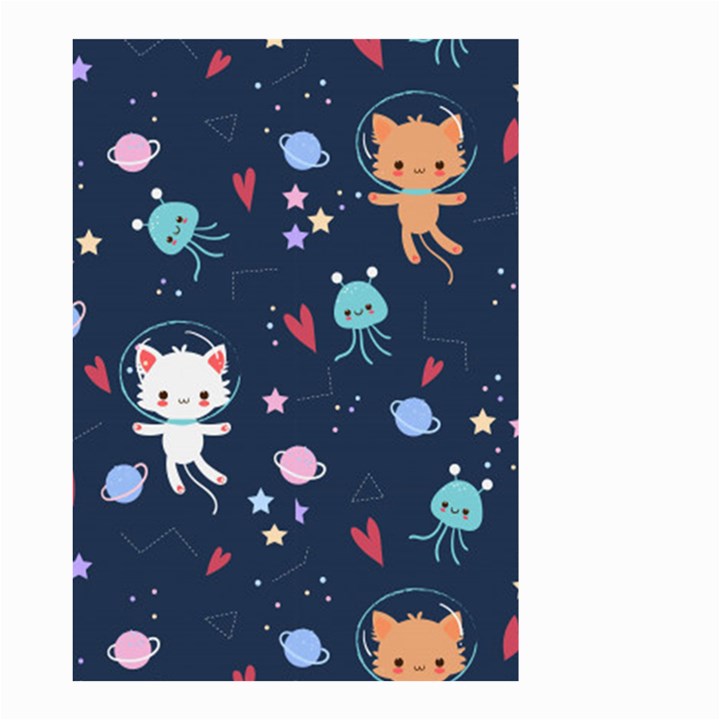 Cute Astronaut Cat With Star Galaxy Elements Seamless Pattern Small Garden Flag (Two Sides)