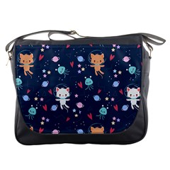 Cute Astronaut Cat With Star Galaxy Elements Seamless Pattern Messenger Bag by Grandong