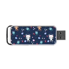 Cute Astronaut Cat With Star Galaxy Elements Seamless Pattern Portable Usb Flash (two Sides) by Grandong