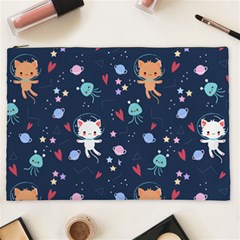 Cute Astronaut Cat With Star Galaxy Elements Seamless Pattern Cosmetic Bag (xxl) by Grandong