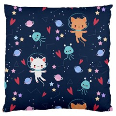 Cute Astronaut Cat With Star Galaxy Elements Seamless Pattern Standard Premium Plush Fleece Cushion Case (one Side) by Grandong