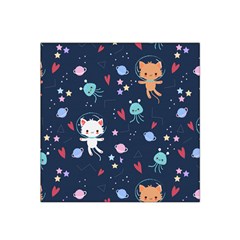 Cute Astronaut Cat With Star Galaxy Elements Seamless Pattern Satin Bandana Scarf 22  X 22  by Grandong