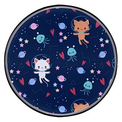 Cute Astronaut Cat With Star Galaxy Elements Seamless Pattern Wireless Fast Charger(black) by Grandong