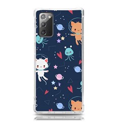 Cute Astronaut Cat With Star Galaxy Elements Seamless Pattern Samsung Galaxy Note 20 Tpu Uv Case by Grandong