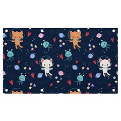 Cute Astronaut Cat With Star Galaxy Elements Seamless Pattern Banner And Sign 7  X 4  by Grandong