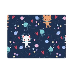 Cute Astronaut Cat With Star Galaxy Elements Seamless Pattern Premium Plush Fleece Blanket (mini) by Grandong