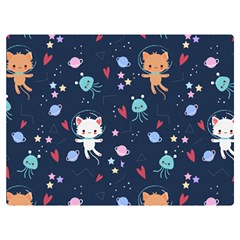 Cute Astronaut Cat With Star Galaxy Elements Seamless Pattern Premium Plush Fleece Blanket (extra Small) by Grandong