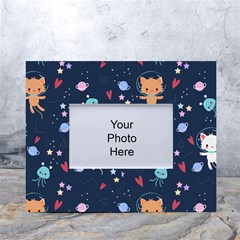 Cute Astronaut Cat With Star Galaxy Elements Seamless Pattern White Tabletop Photo Frame 4 x6  by Grandong