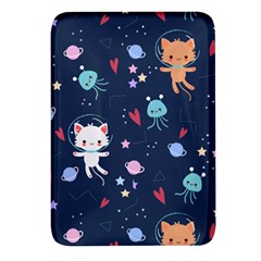 Cute Astronaut Cat With Star Galaxy Elements Seamless Pattern Rectangular Glass Fridge Magnet (4 Pack) by Grandong