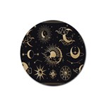 Asian Set With Clouds Moon Sun Stars Vector Collection Oriental Chinese Japanese Korean Style Rubber Round Coaster (4 pack) Front