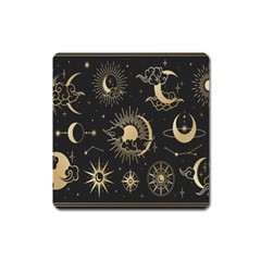 Asian Set With Clouds Moon Sun Stars Vector Collection Oriental Chinese Japanese Korean Style Square Magnet by Grandong