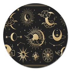 Asian Set With Clouds Moon Sun Stars Vector Collection Oriental Chinese Japanese Korean Style Magnet 5  (round) by Grandong