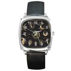 Asian Set With Clouds Moon Sun Stars Vector Collection Oriental Chinese Japanese Korean Style Square Metal Watch by Grandong