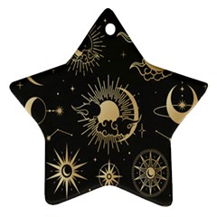 Asian Set With Clouds Moon Sun Stars Vector Collection Oriental Chinese Japanese Korean Style Star Ornament (two Sides)