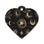 Asian Set With Clouds Moon Sun Stars Vector Collection Oriental Chinese Japanese Korean Style Dog Tag Heart (One Side) Front