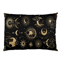 Asian Set With Clouds Moon Sun Stars Vector Collection Oriental Chinese Japanese Korean Style Pillow Case by Grandong