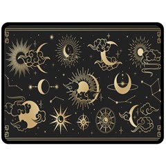 Asian Set With Clouds Moon Sun Stars Vector Collection Oriental Chinese Japanese Korean Style Two Sides Fleece Blanket (large) by Grandong