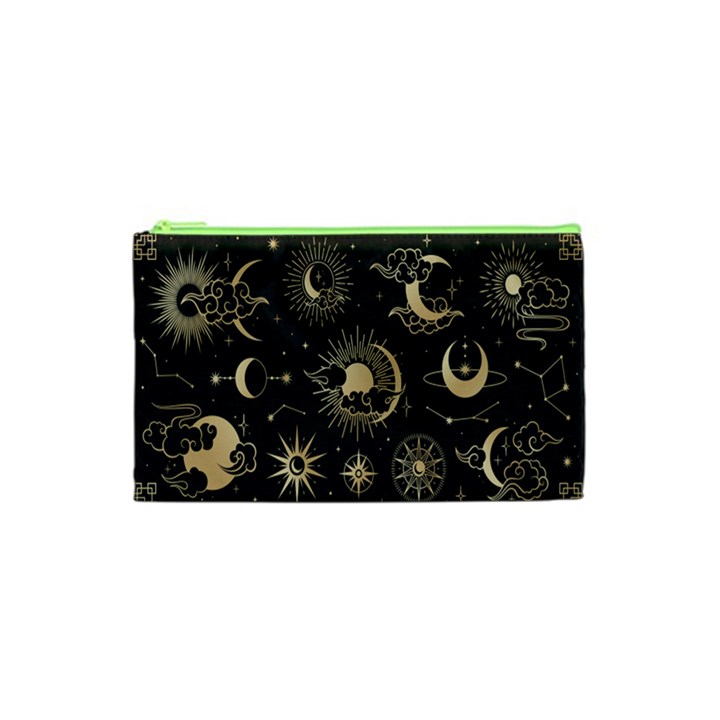 Asian Set With Clouds Moon Sun Stars Vector Collection Oriental Chinese Japanese Korean Style Cosmetic Bag (XS)