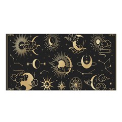 Asian Set With Clouds Moon Sun Stars Vector Collection Oriental Chinese Japanese Korean Style Satin Shawl 45  X 80  by Grandong