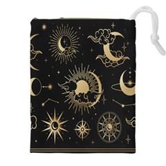 Asian Set With Clouds Moon Sun Stars Vector Collection Oriental Chinese Japanese Korean Style Drawstring Pouch (5xl) by Grandong