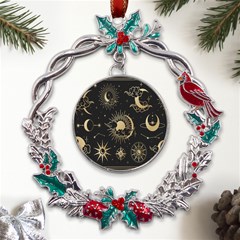 Asian Set With Clouds Moon Sun Stars Vector Collection Oriental Chinese Japanese Korean Style Metal X mas Wreath Holly Leaf Ornament by Grandong