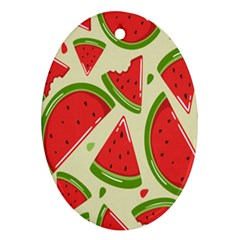 Cute Watermelon Seamless Pattern Ornament (Oval)