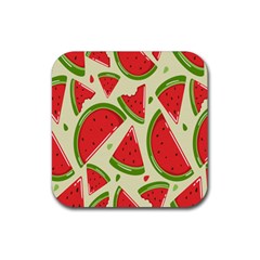 Cute Watermelon Seamless Pattern Rubber Coaster (Square)