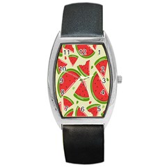 Cute Watermelon Seamless Pattern Barrel Style Metal Watch