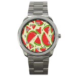 Cute Watermelon Seamless Pattern Sport Metal Watch Front