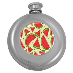 Cute Watermelon Seamless Pattern Round Hip Flask (5 oz)