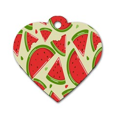 Cute Watermelon Seamless Pattern Dog Tag Heart (One Side)