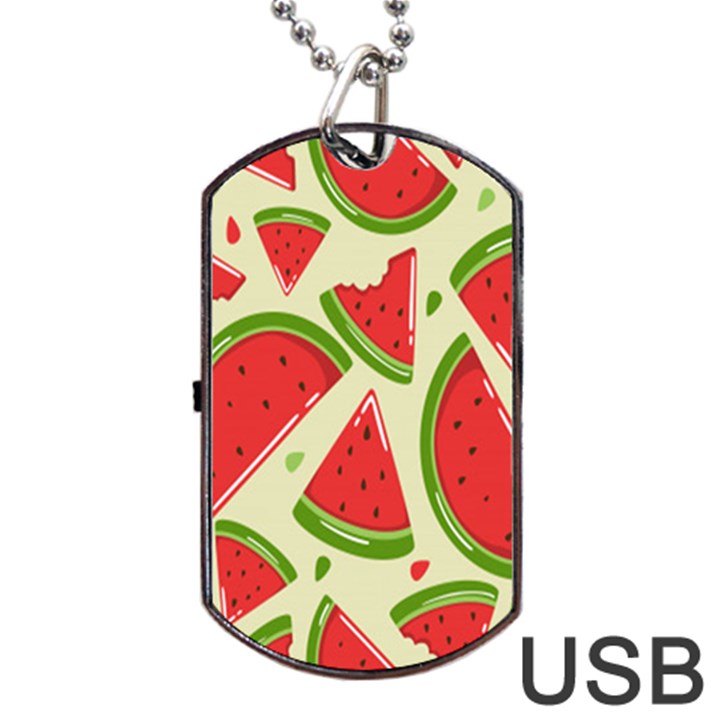 Cute Watermelon Seamless Pattern Dog Tag USB Flash (One Side)