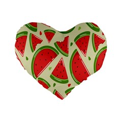 Cute Watermelon Seamless Pattern Standard 16  Premium Flano Heart Shape Cushions