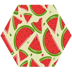 Cute Watermelon Seamless Pattern Wooden Puzzle Hexagon