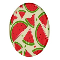 Cute Watermelon Seamless Pattern Oval Glass Fridge Magnet (4 pack)