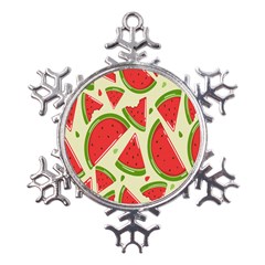 Cute Watermelon Seamless Pattern Metal Large Snowflake Ornament