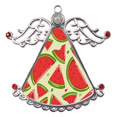 Cute Watermelon Seamless Pattern Metal Angel with Crystal Ornament