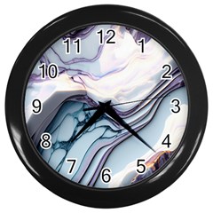 Marble Abstract White Pink Dark Wall Clock (black) by Grandong