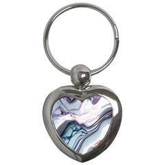 Marble Abstract White Pink Dark Key Chain (heart) by Grandong