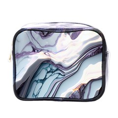 Marble Abstract White Pink Dark Mini Toiletries Bag (one Side) by Grandong