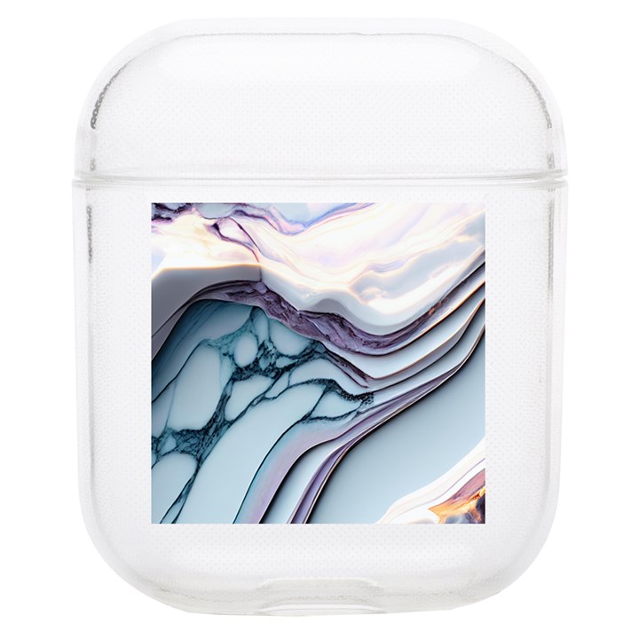 Marble Abstract White Pink Dark Soft TPU AirPods 1/2 Case