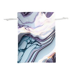 Marble Abstract White Pink Dark Lightweight Drawstring Pouch (s) by Grandong